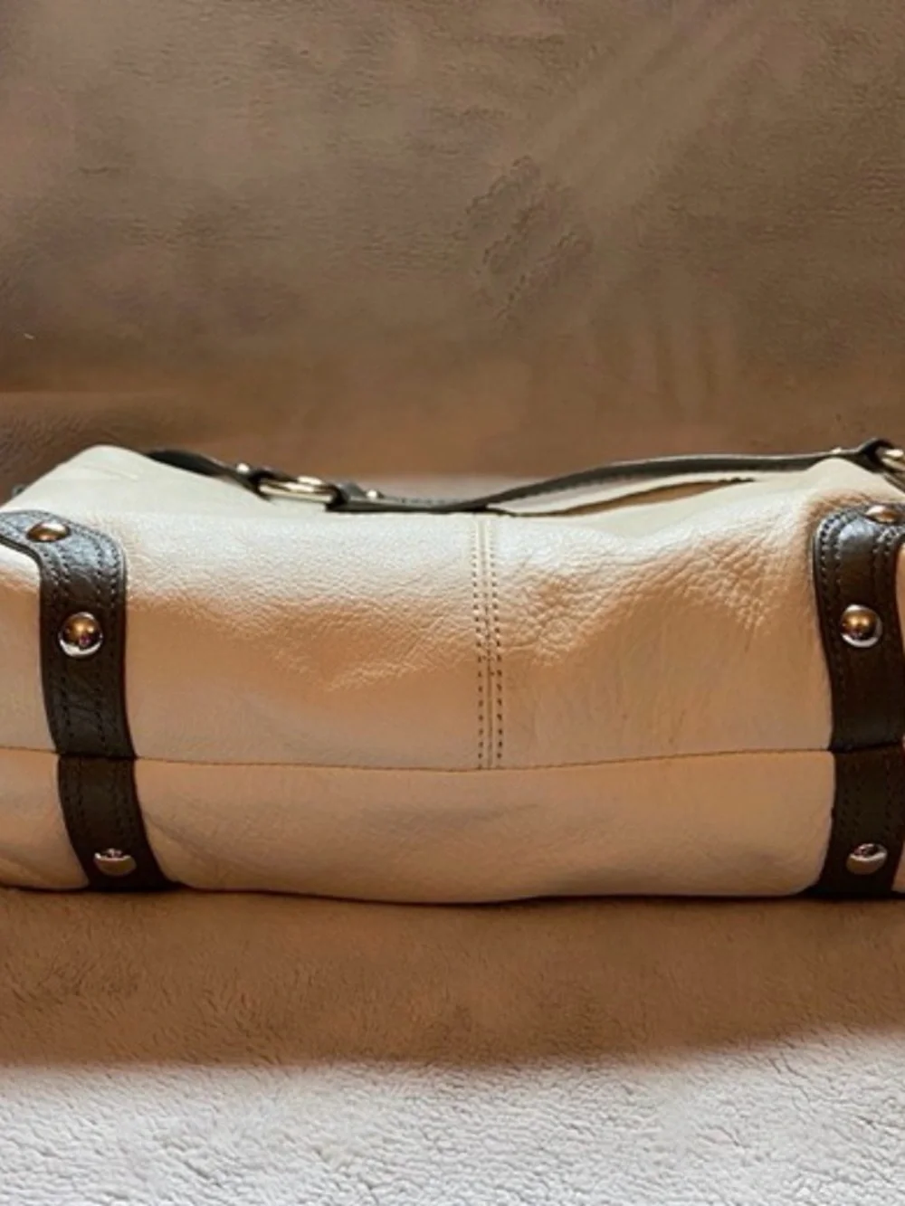 Coach Zoe White (warm, not bright) Pebble Leather hobo